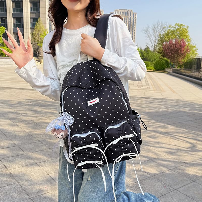 Women Laptop Backpack Large Capacity Oxford Cloth Travel Trip Bag (Black)3