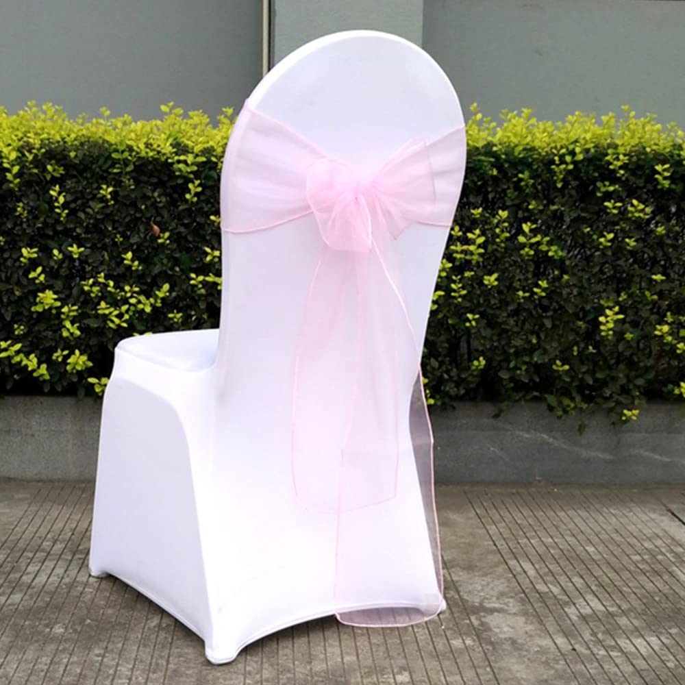 ERRVA 25 telai per sedia in organza trasparente, copertura per fiocco, festa di nozze, Natale, compleanno, banchetto, doccia, decorazione, chaise-bianco