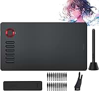 VEIKK A15Pro Mesas Digitalizadoras, Tablet com 12 teclas de atalho, 1 mostrador rápido e caneta passiva sem bateria, suporta função de inclinação, para Mac, Windows, Linux e Android OS