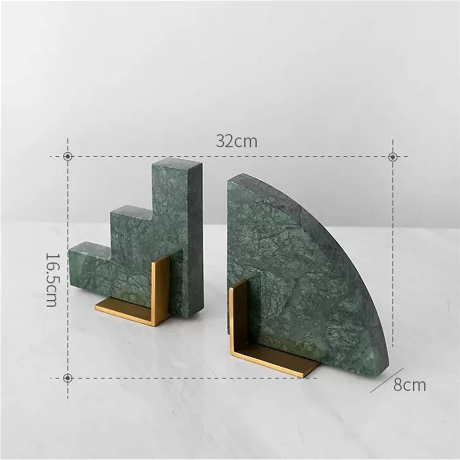 Buchstützen Dekorative Marmor-Buchstützen, dekorative Buchstützen for schwere Bücher, geometrische Messing-Buchstützen for Bücherregale, Büroschreibtisch, Wohnzimmerdekoration Buchstützen und Bücherre