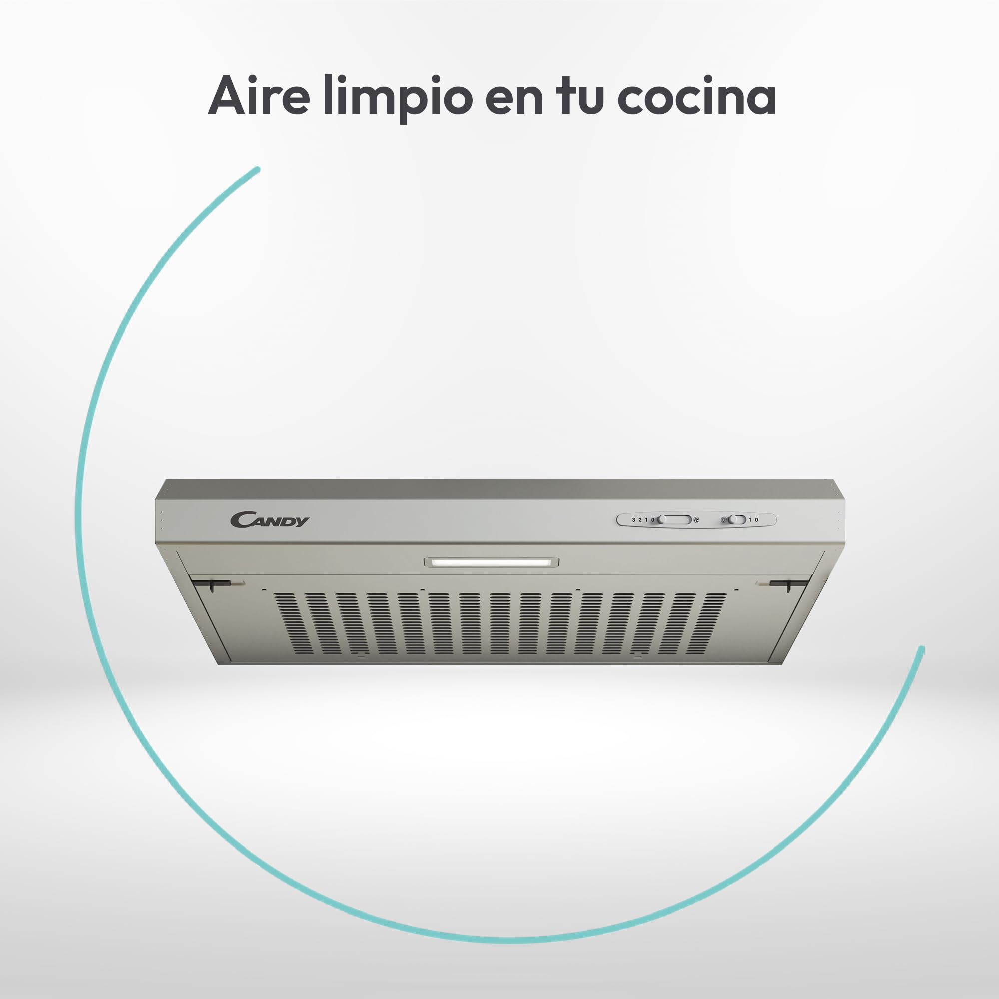 Candy CFT610/5S Campana 60 cm Ancho, 3 Niveles de Potencia, Capacidad extracción 208 m3/h, iluminación LED, 87.5 W, 55/71 decibels, Silver