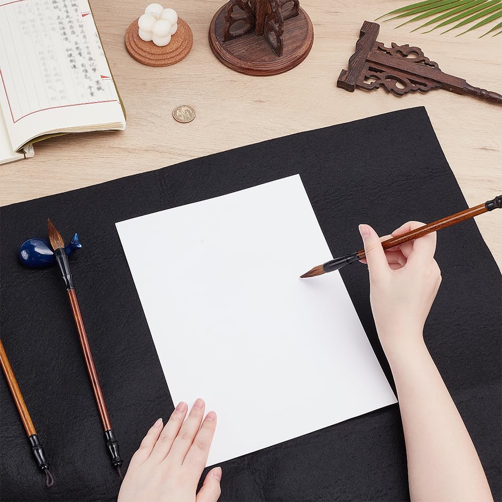 PH PandaHall Chinese Calligraphy Drawing Felt Mat, Wool Drawing Sumi Xuan Paper Felt Mat Desk Pad for Traditional Chinese Calligraphy Painting Practicing, 39x28 inch, Black