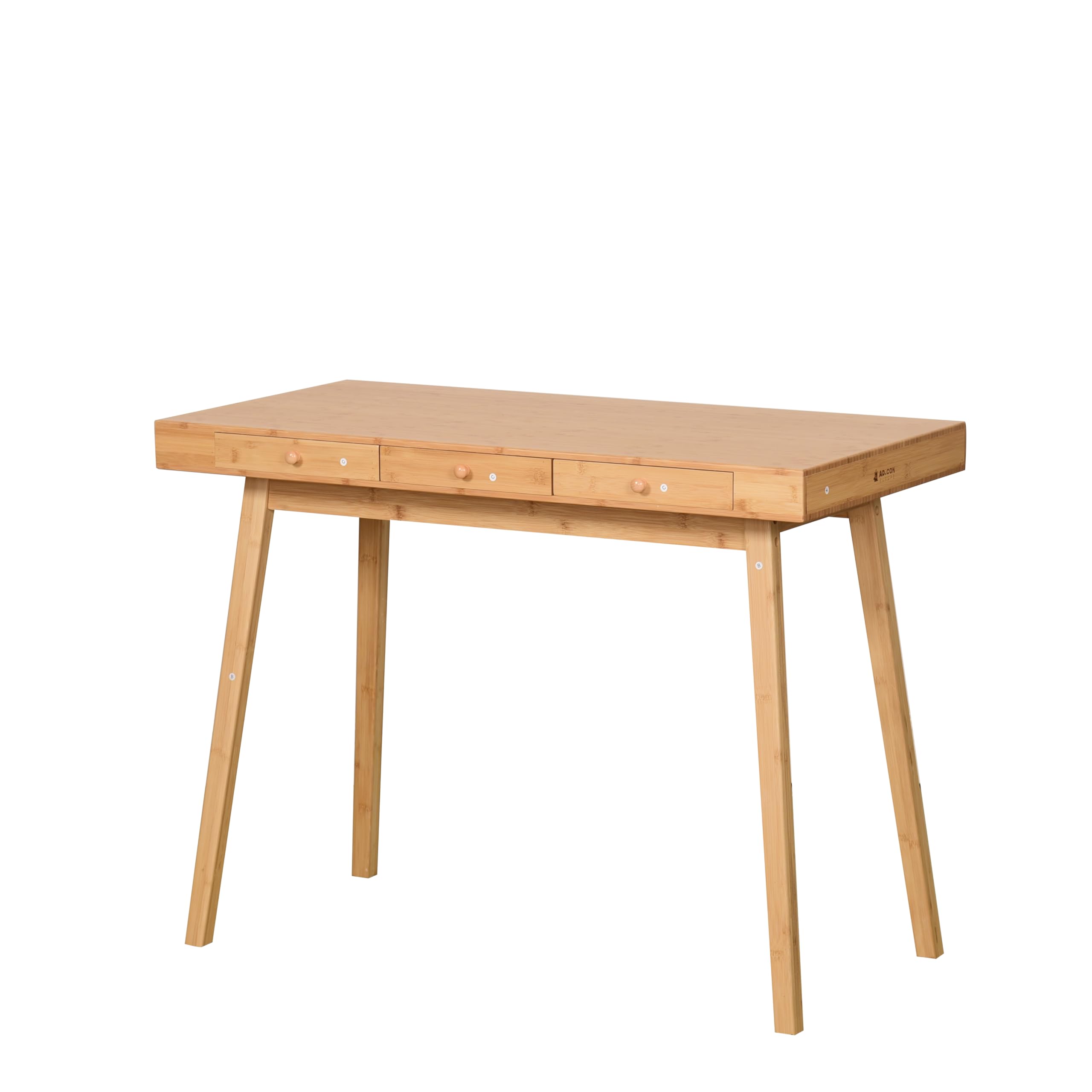 Scrivania con 3 cassetti, in bambù, per ufficio, casa, ufficio, studio, 100 x 50 x 75 cm, colore naturale
