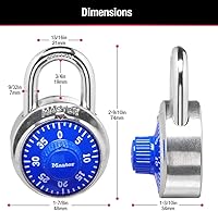 Vista 6 de Candado de casillero Master Lock 1505D, candado de combinación con dial, 1 paquete, colores pueden variar