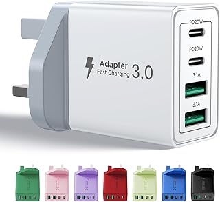 Sponsored Ad – USB C Plug Fast Charge, 40W 4-Port Multi USB Charger Plug UK Dual Port PD Power Adapter +QC Wall plug Multiport Mains Type C Charging Plug for iPhone 17 16 15 14 13 12 11 Pro Max XS XR 8, Samsung, Pad