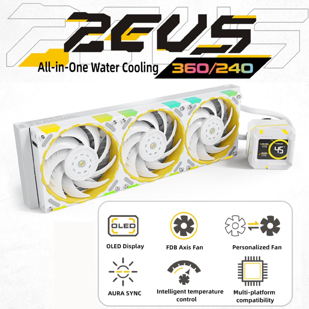 Amazon.co.jp: Yeston Zeus 360mm/240mm AIO 液冷CPUクーラー)LCD
