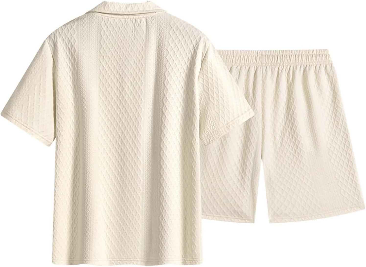 Cambkatl Men's Jacquard Shorts with Half Zip Lapel T-Shirt Sets Summer Short Sleeve Business Casual Outfits with Pockets