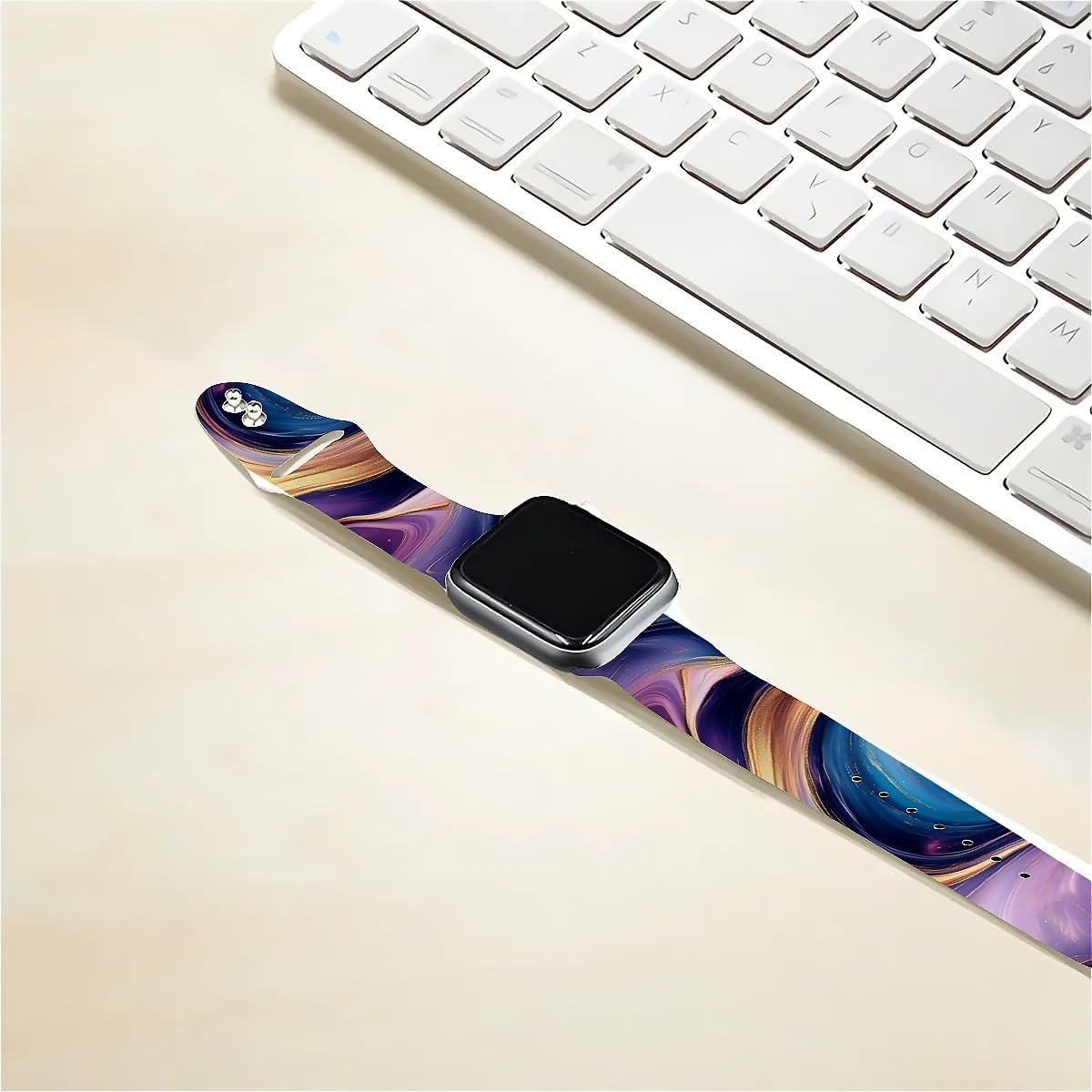 Compatible with Apple Watch Band Black Red Peony Replaceable Silicone White 40mm Fits for iWatch 10 9 8 7 6 5 4 3 Ultra SE Wristbands Straps image 3