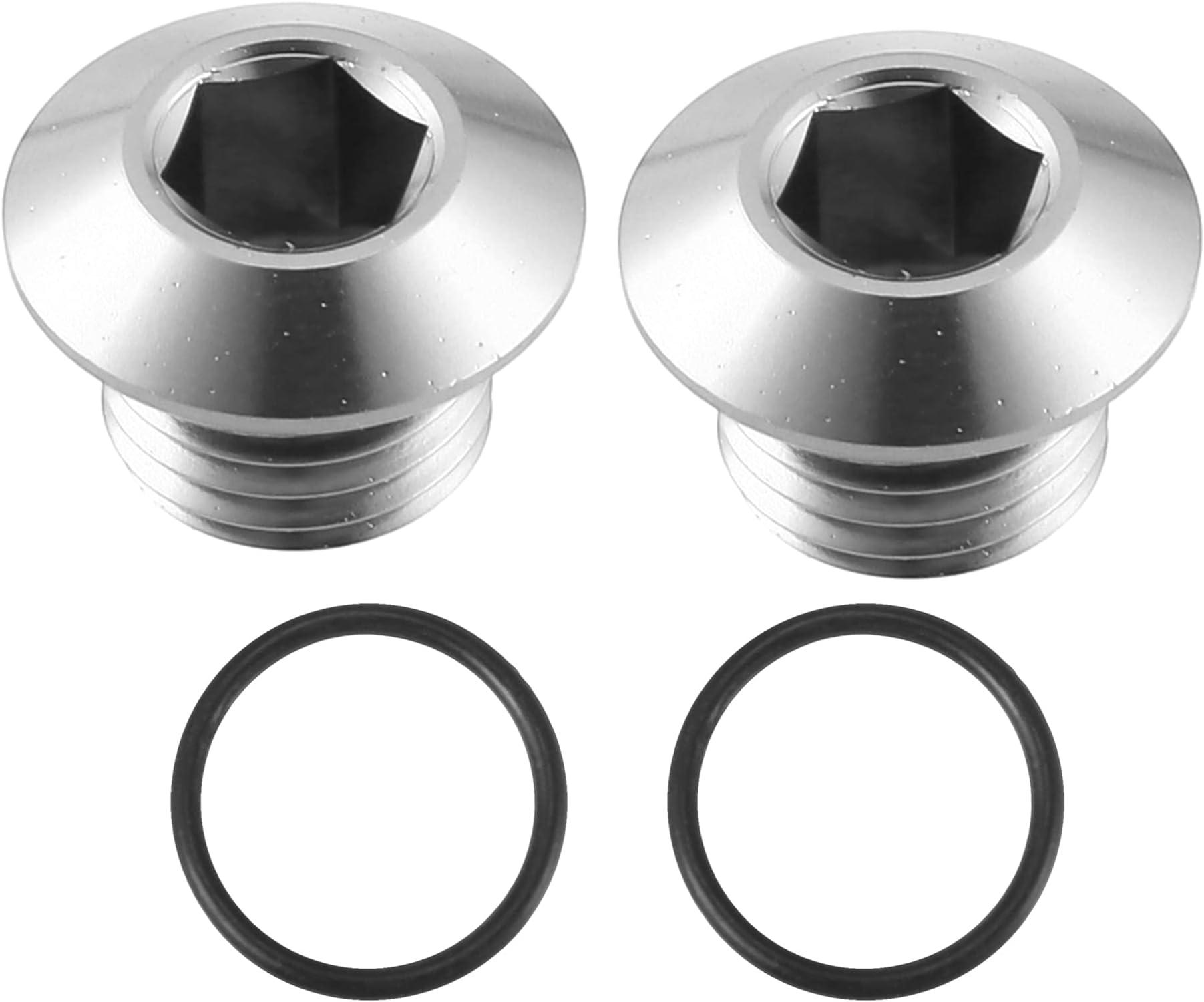Car ORB Port Plug Male Hex Head Socket with O Ring Seal 4AN Block Off Fitting Adapter Aluminum Alloy Silver Tone (Pack of 2)