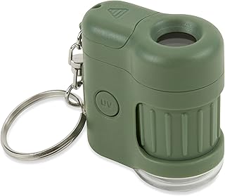 Carson MM-280G MicroMini 20x LED Lighted Pocket Microscope with Built-In UV and LED Flashlight, Green