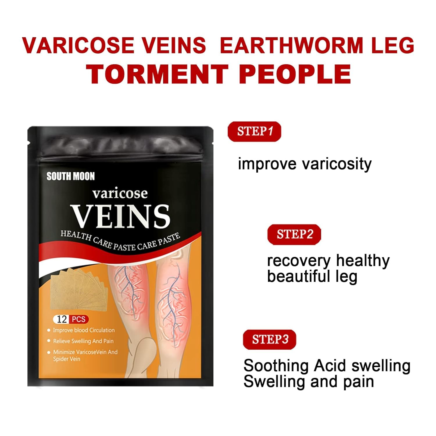Orbica Varicose Veins Patches | Skin-Friendly, Non-Toxic Relief for Varicosity, Swelling, Muscle & Joint Pain | Instant Pain Relief & Improved Circulation (Pack Of 1-12 Pcs) 1