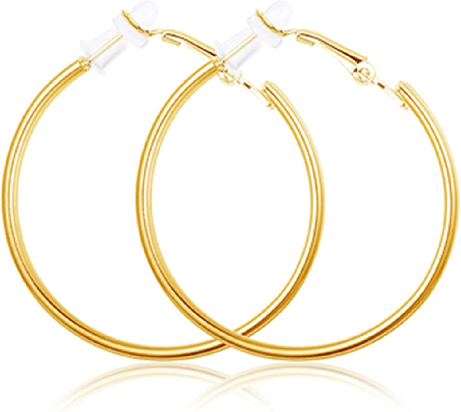 Aretes aros grandes clip-on dorados para mujer