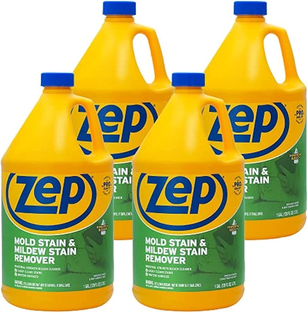 Zep Mold Stain and Mildew Stain Remover 1 Gallon (Case of 4) ZUMILDEW128 - Professional Strength No Scrub Formula