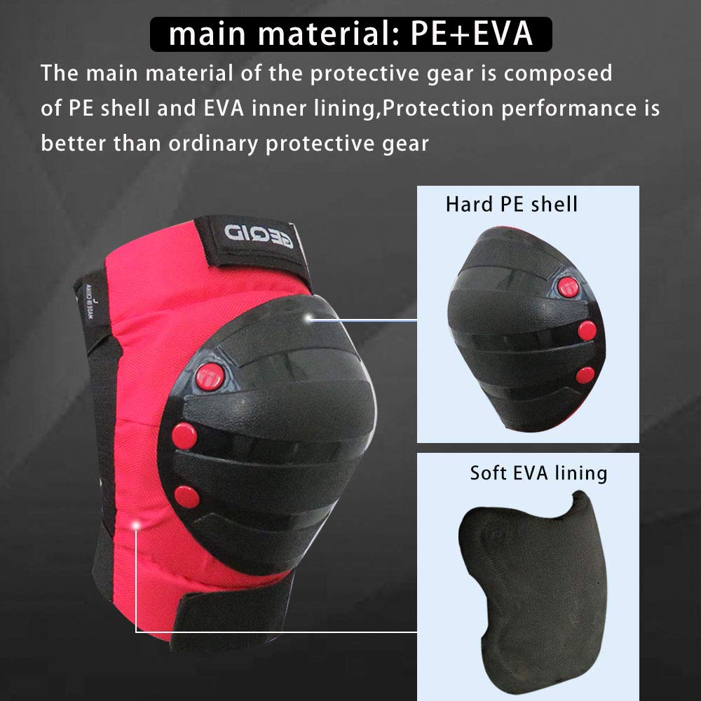 GEQID Kids Knee Pads Elbow Pads Wrist Guards Set ,Protective Gear for 4-6-12 Boys Girls Roller Skating Scooter Skateboarding Bike