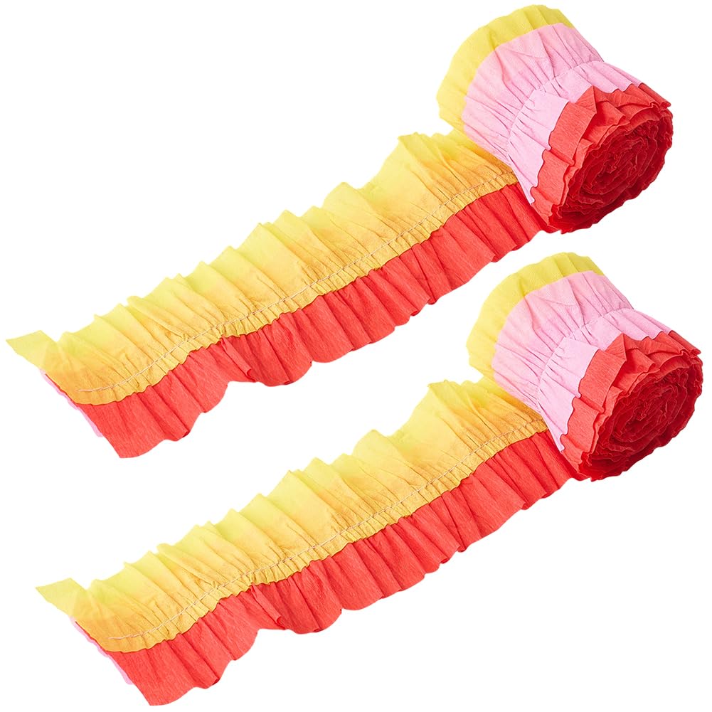 CRASPIRE Crepe Paper Streamers 2 Rolls 2.8in/7cm Red Pink Yellow Birthday Party Tissue Decorations Wedding DIY Craft Graland for Celebrate Graduation Anniversary Bridal Shower Christmas Supplies