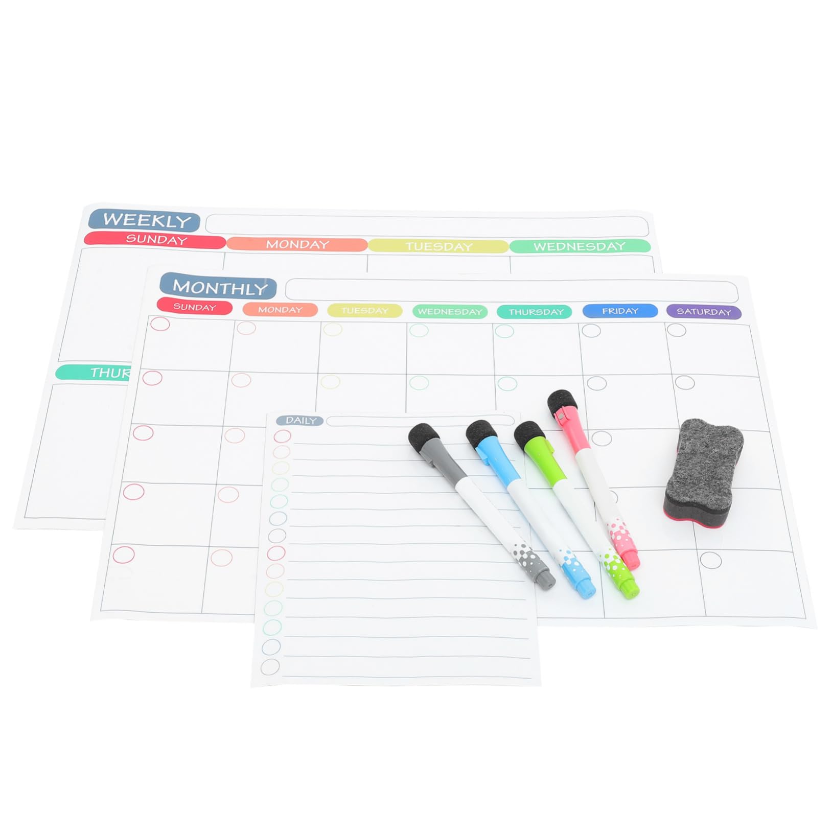 Calendrier Effaçable Magnétique pour Réfrigérateur Planning Hebdomadaire avec Autocollants pour Tâches Tableau de Listes de Maison