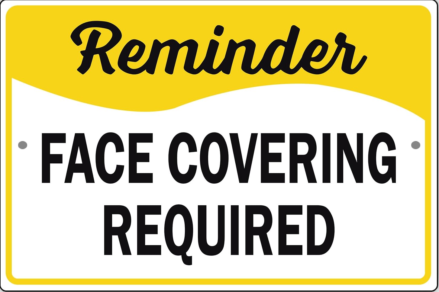 Reminder Face Covering Required Notice Alert Safety Novelty Metal Sign