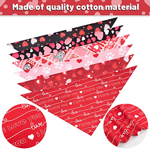 Whaline 6 Pack Valentine's Day Dog Bandanas, Triangle Heart Love Bibs Scarf, Valentine Adjustable Neckerchief, Washable Kerchief For Dogs Cats Pets #TOP2