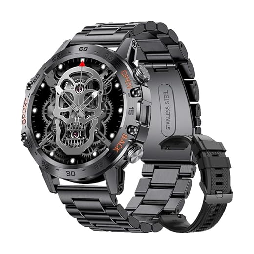 AILISK Onyxus Fitforce k52 Montre Militaire connecté (Bracelet en Acier Noir)