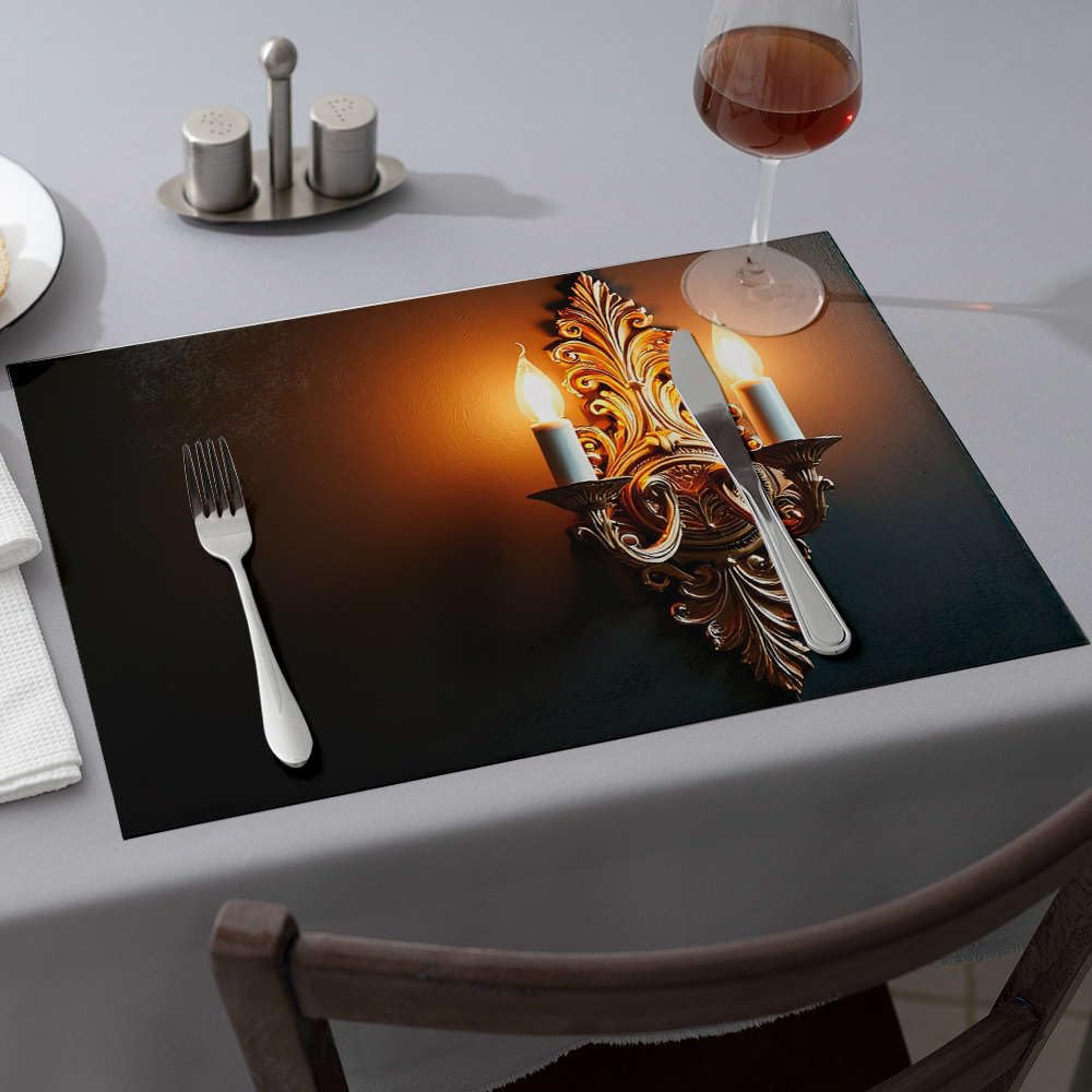 Sets de table de Pâques dorés pour comptoir et cuisine avec bougies x6