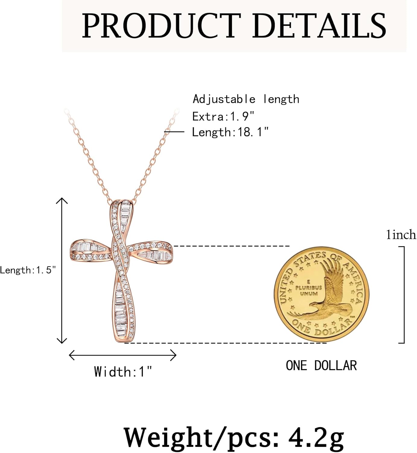 Crysdue 925 Sterling Silver Cross Necklace for Women, Twisted Infinity Princess Cut CZ Hypoallergenic Pendant Necklace Mothers Valentines Day Birthday Christmas Christian Jewelry Gift - Image 5