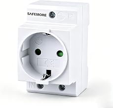 Prise modulaire rail DIN 16A 230V, socle pour tableau électrique rail 35mm | SAFEMORE Prise encastrable avec contact de protection pour support IP20 - Montage facile pour boîtiers de distribution