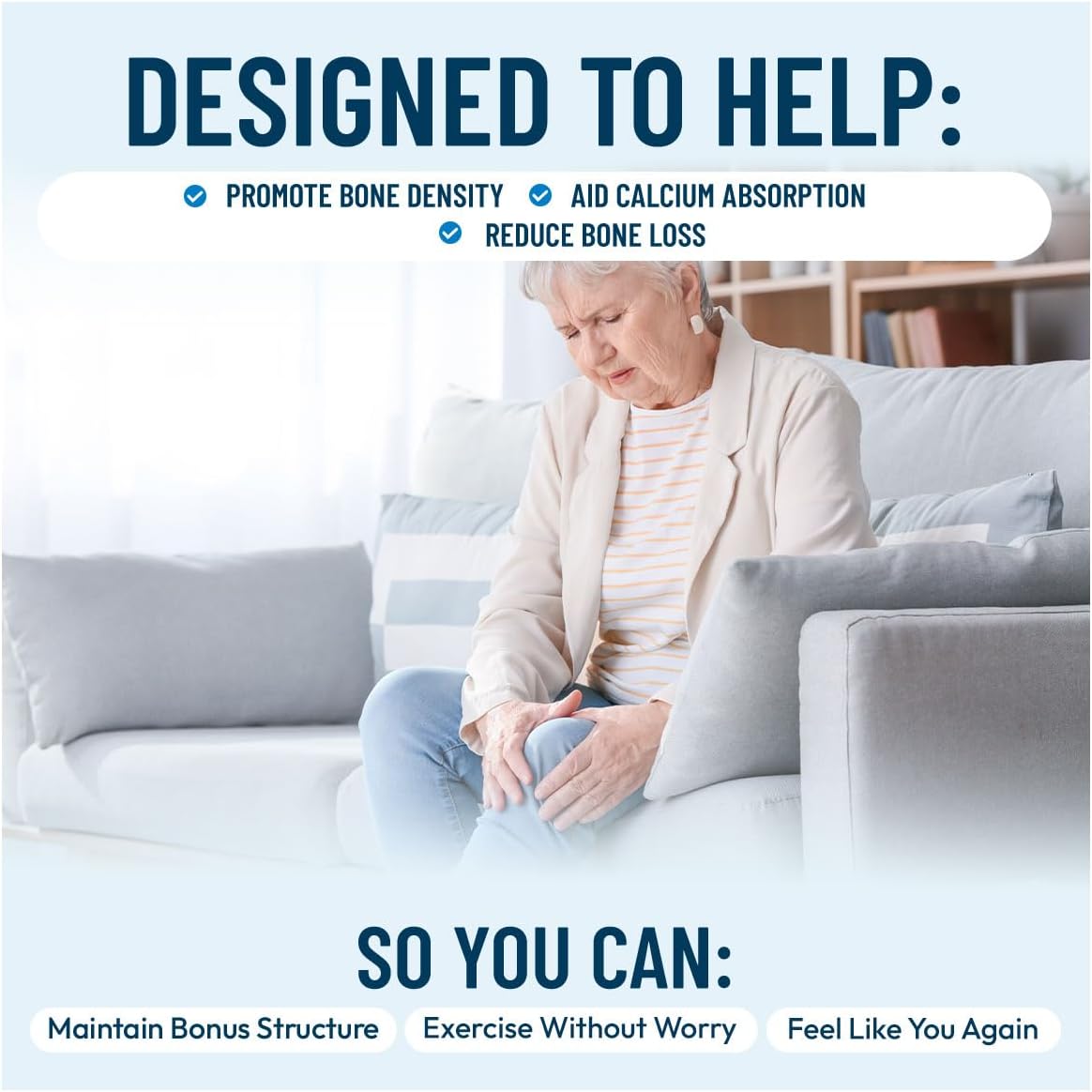 Advanced Bone Support Formula – Calcium, Magnesium, Vitamin D3 & K2 – Bone Density & Strength Supplement for Women & Men – Joint, Mobility, Menopause & Osteoporosis Support – 90 Capsules