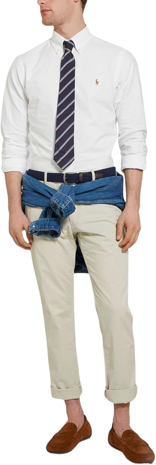 Polo Ralph Lauren Mens Slim Fit Oxford Shirt (Medium, RL White)