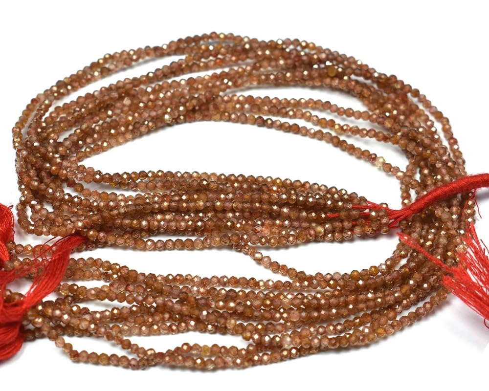 Perles rondelles à facettes en Zircon marron naturel 2mm pour création bijoux et colliers
