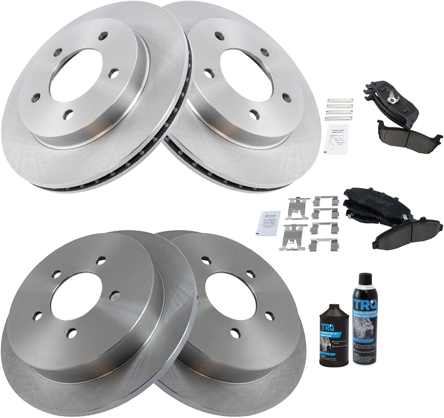 TRQ Front and Rear Brake Pad & Rotor Kit Brake Chemical Kit Brake Pads Brake Rotor Ceramic Compatible with 1997-2003 Ford F-150 2004 F-150 Heritage