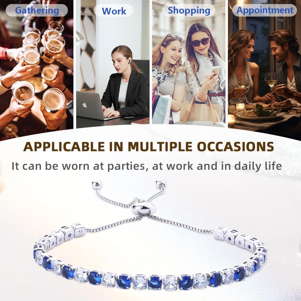 WINDALY Tennis Bracelet with Zirconia Stones, 18K Gold-Plated Adjustable Chain – Women's Jewelry for Weddings, Parties & Gifts (Adjustable Clasp) - Image 4