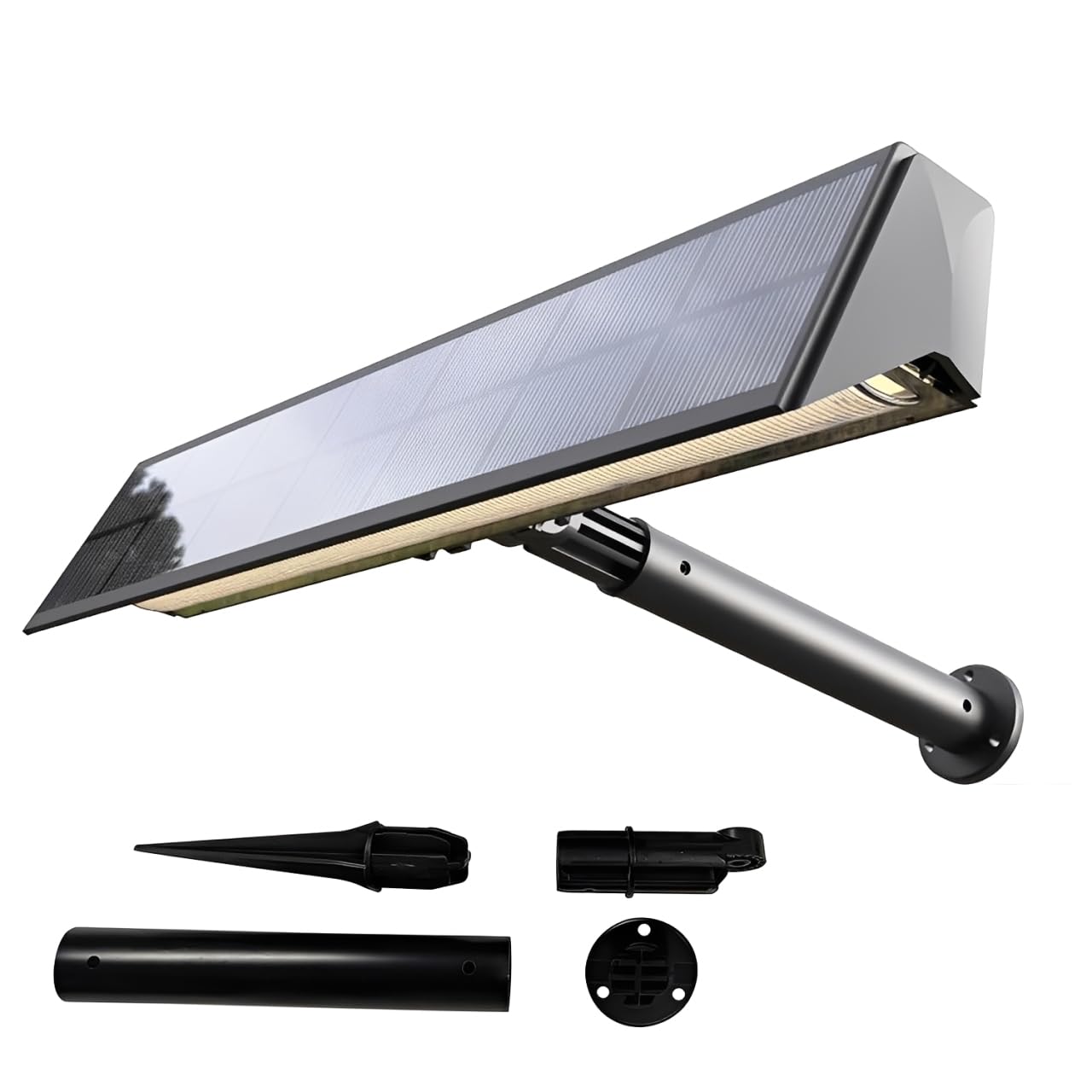 Solarsys - Solar Light for Panel or Sign – 6000K Cool White LED Spot, Dusk-to-Dawn Sensor, Adjustable Bracket, 400 Lumens Light for House Door, Garden, Yard, or Terrace