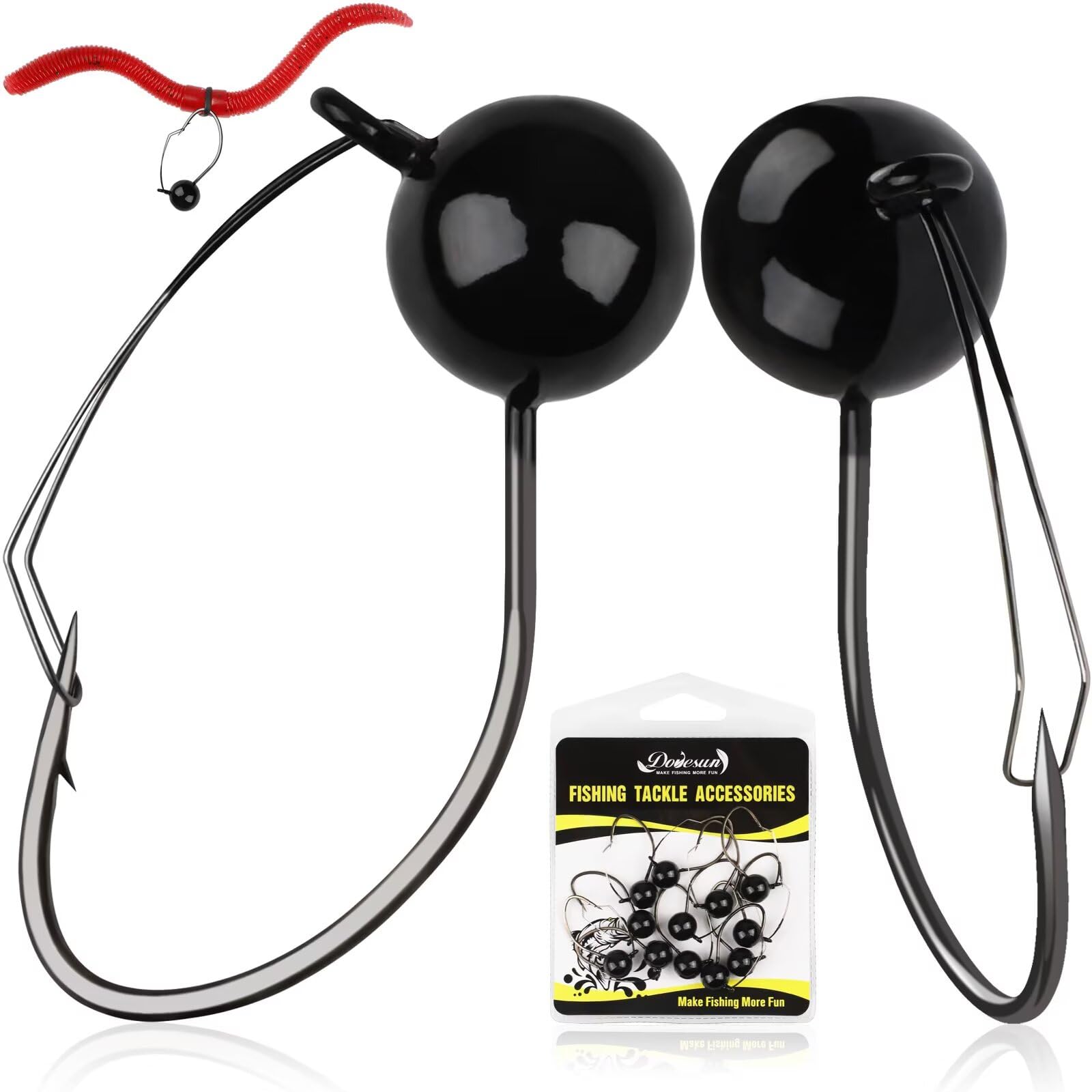 Dovesun 12PCS Weedless Jig Head Wacky Rig Hooks Weedless Fishing Hooks Jig Heads for Bass Fishing Worm Weights Hook 1/16oz 1/10oz 1/8oz 1/5oz