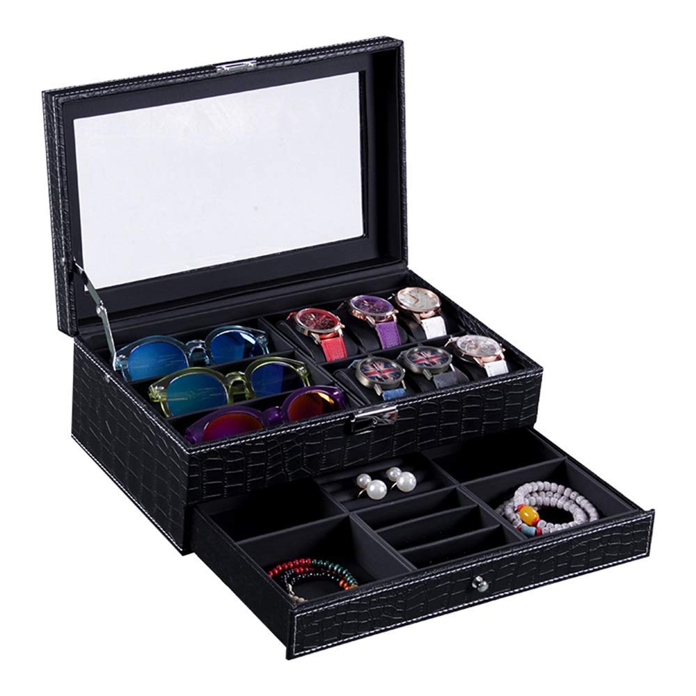 Boîte à bijoux 2 couches pour éviter les rayures de lunettes et montres