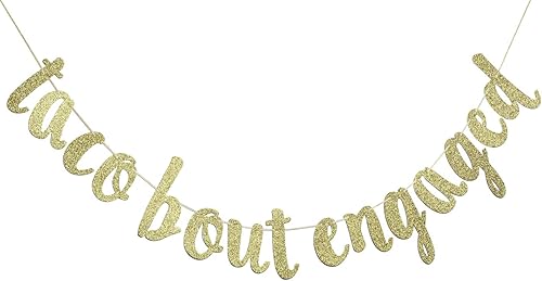 Guirnalda de letrero con purpurina dorada de Taco Bout Engaged para fiesta mexicana temática de despedida de soltera, despedida de soltera,