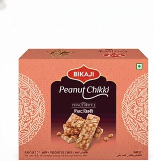 Bikaji Peanut Chikki (400g / 14.11 oz) – Traditional Indian Peanut Brittle – Crunchy & Nutty Jaggery Sweet – Authentic Handmade Mithai – Perfect High-Protein Festive Snack & Healthy Dessert