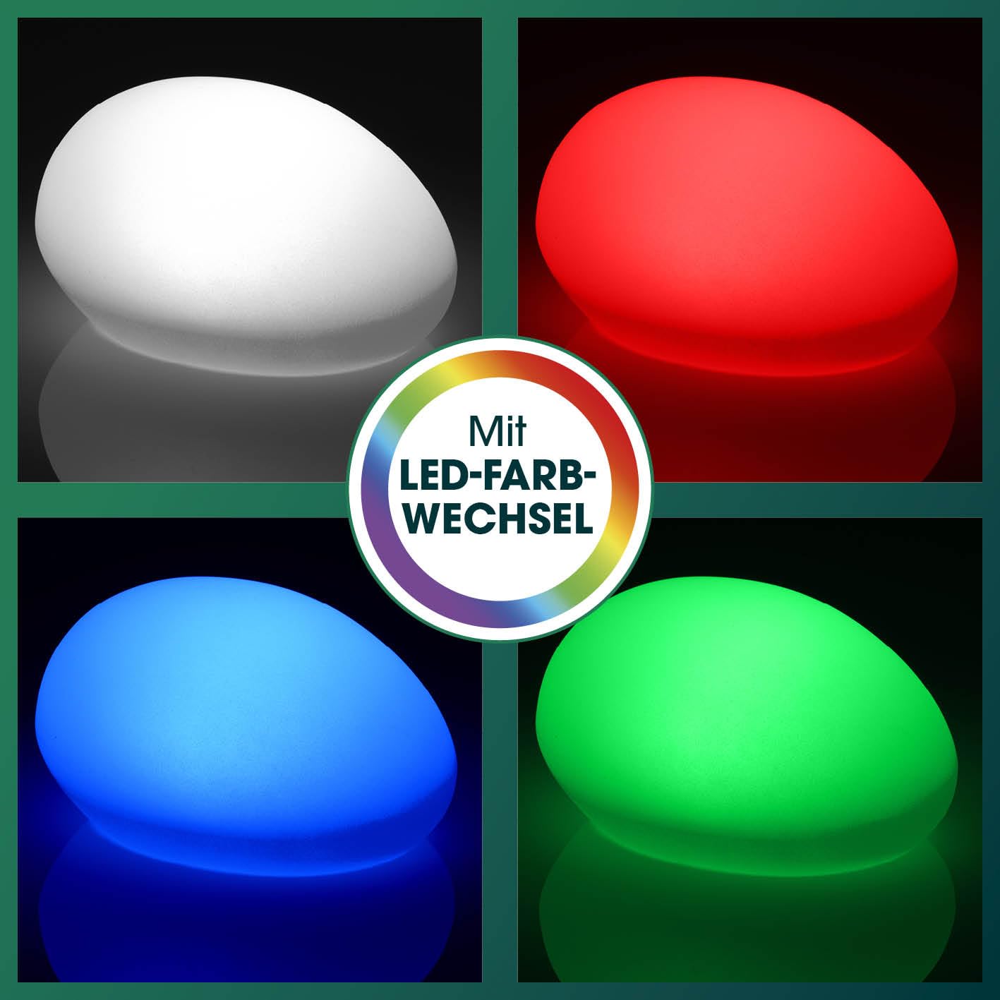 EASYmaxx LED Solarleuchte mit Fernbedienung | 3 kaltweiße Leuchten - Steine mit Solarbetrieb & Farbwechsel | dimmbare Helligkeitsstufen, 12 Farben & 5 Leuchtmodi | inklusive Erdspieß & Dämmungssensor