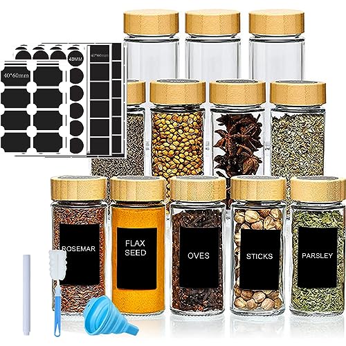 Hoidokly Barattoli Spezie con Coperchi in Bambù