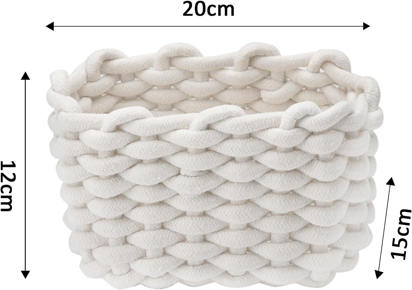 Confezione Doppia di Cestini per Pannolini, Piccoli Intrecciati in Morbido Cotone, Quadrati per Bagno e Trucco, Mini Bianchi