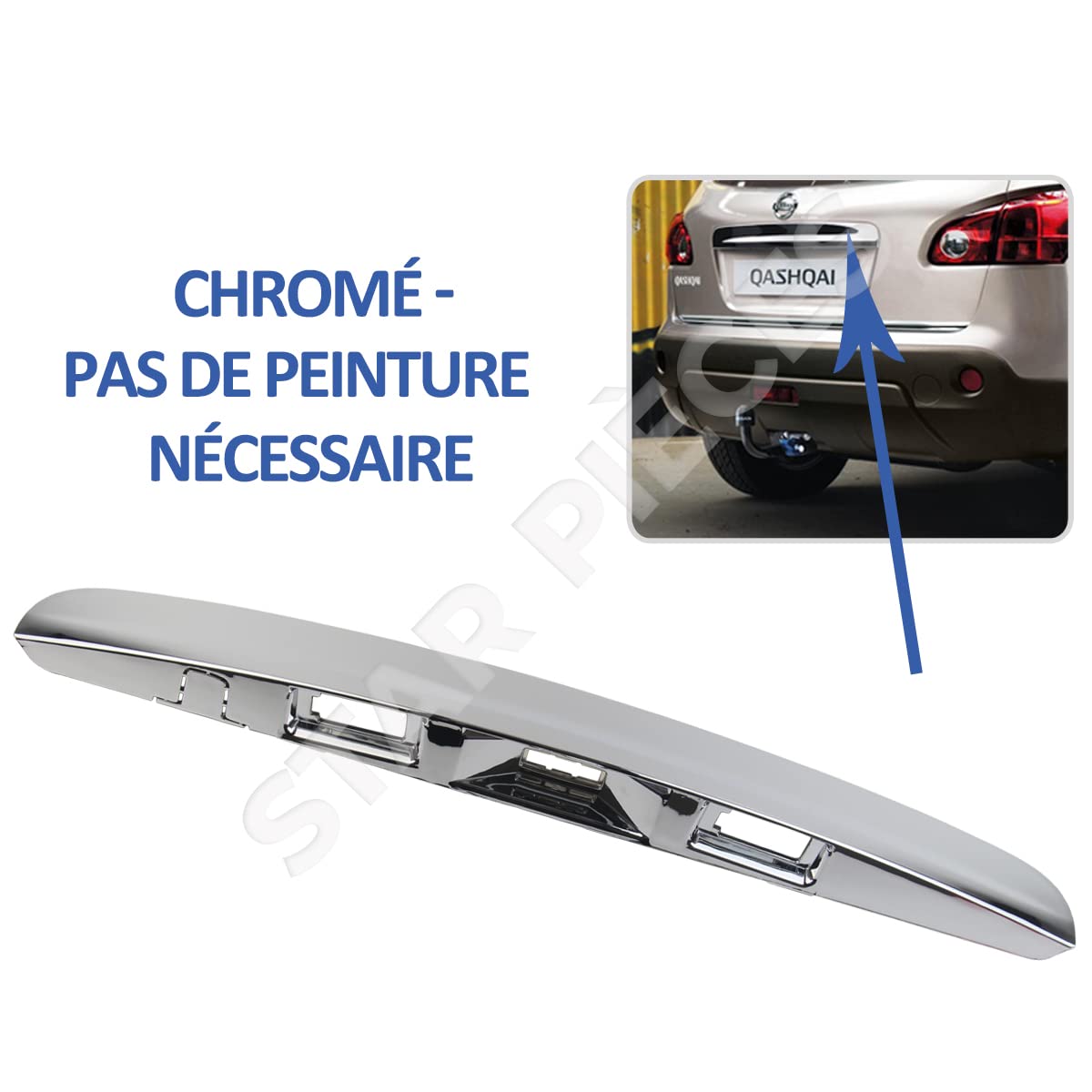 MANIGLIA CROMATA COFANO PORTELLONE POSTERIORE BAULE PER NISSAN QASHQAI J10 07-14