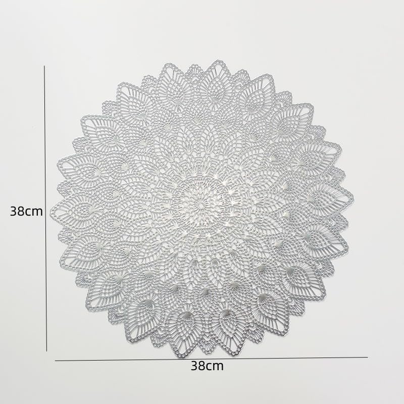 Miniatura 7 de Manteles individuales redondos dorados, lavables, fáciles de limpiar, antideslizantes, resistentes al calor, para decoración de mesa de comedor,