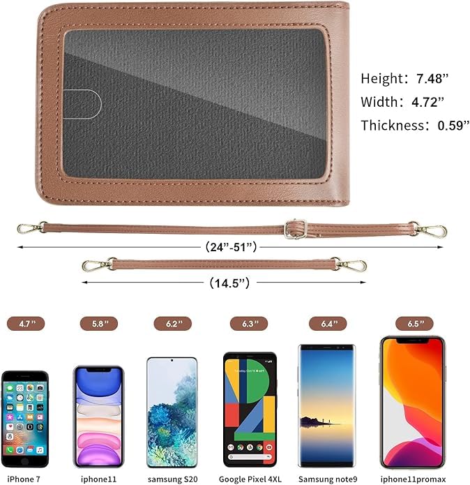 Image of Crossbody Cellphone Purse Women Touch Screen Bag RFID Blocking Wallet Handbag Shoulder Strap