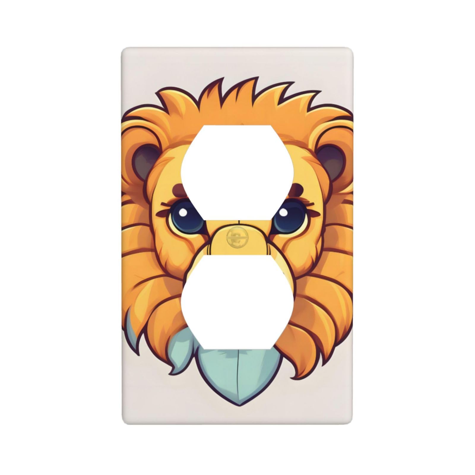 Cartoon Cute Little Lion Decorative Switch Plate Cover-Unbreakable Polycarbonate Wall Plate for Home Office, 1 Gang with Screws