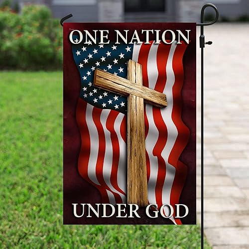 FLAGWIX Bandera de una nación bajo Dios QNK320F, bandera de casa (29.5 x 39.5 pulgadas), banderas de jardín de casa de poliéster de alta calidad,