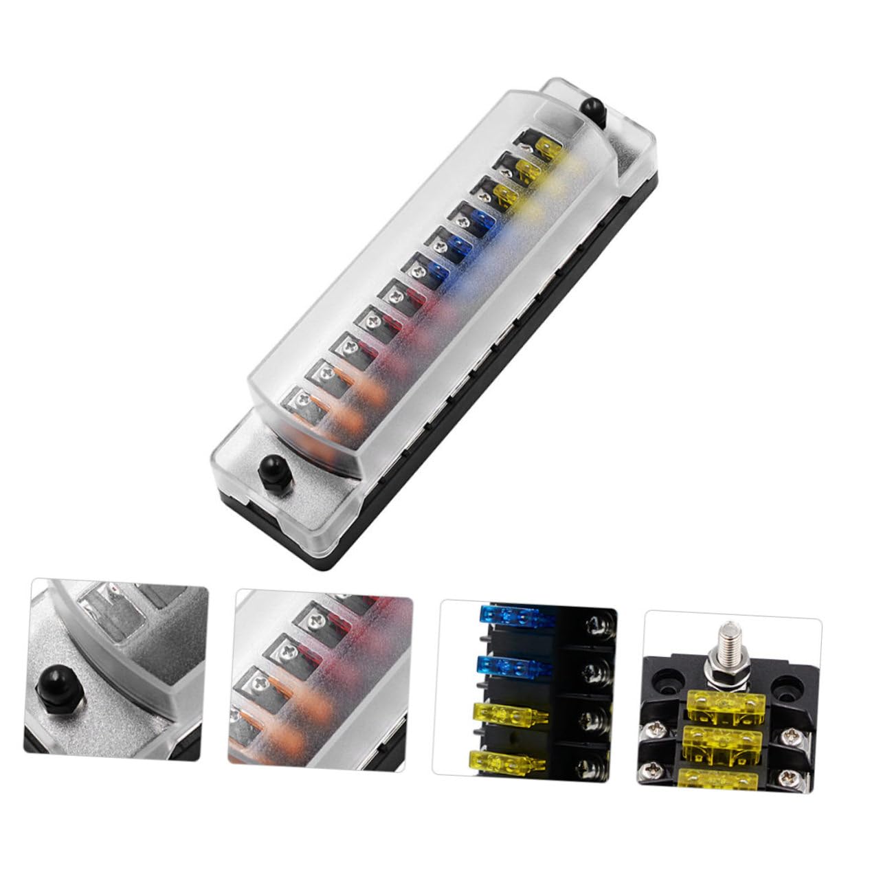Cabilock 1pezzi Portafusibili Vie con Coperchio di Protezione per Auto Scatola dei Fusibili per Installazione Pannello con Indicatori Luminosi Integrati per Uso Pratico e Durevole
