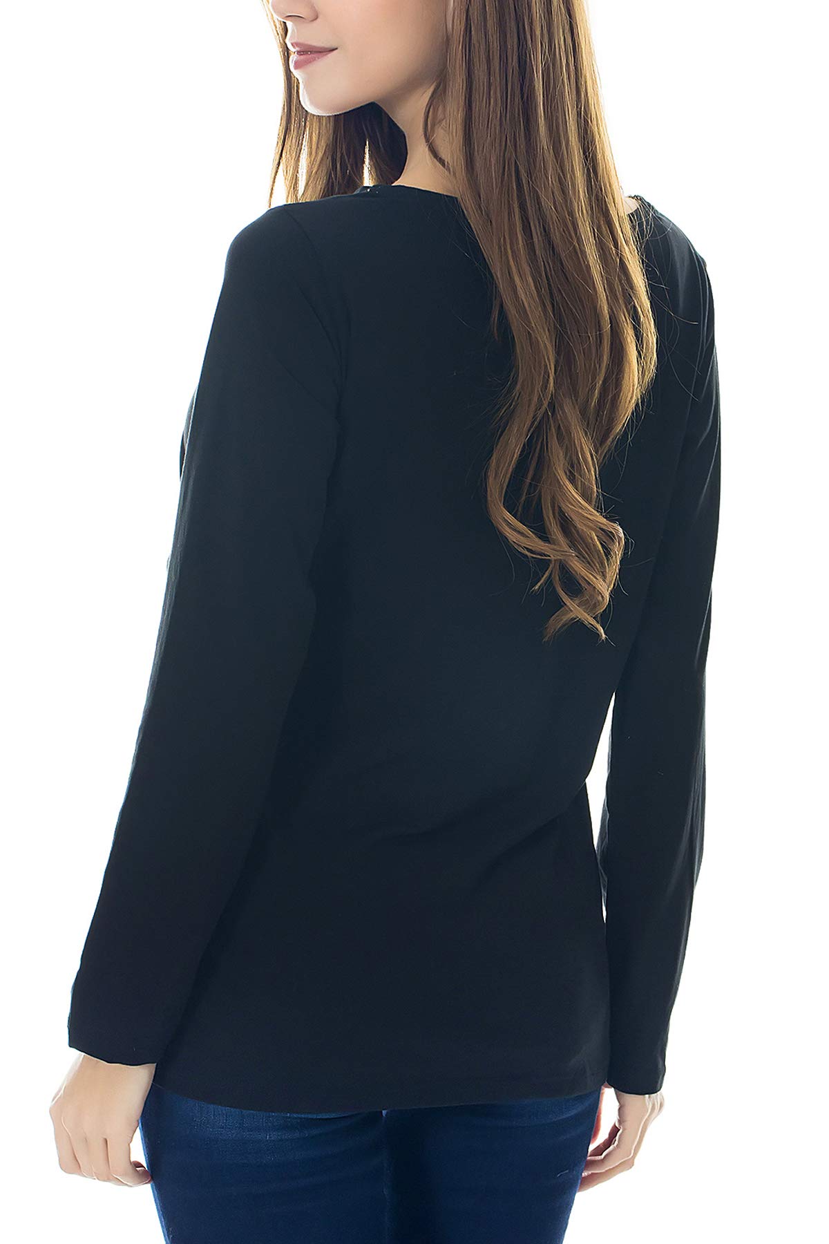 Smallshow Femmes Hauts d'allaitement à Manches Longues vêtements d'allaitement 3 Pack