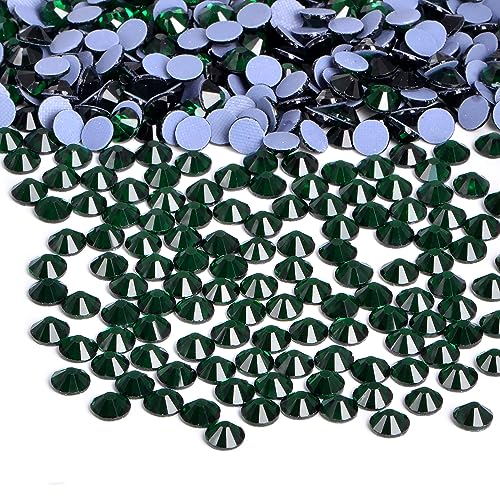 Image of Bymitel Hotfix Crystal Rhinestones Round Gems Iron on DIY Jewelry Making Flat Back for Crafts,Emerald, 6.3mm(SS30 /288pcs)