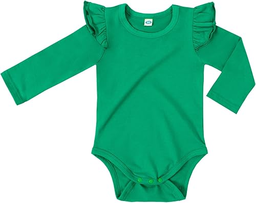 LYSMuch Body de manga larga con volantes para bebé y niña, color sólido, ropa