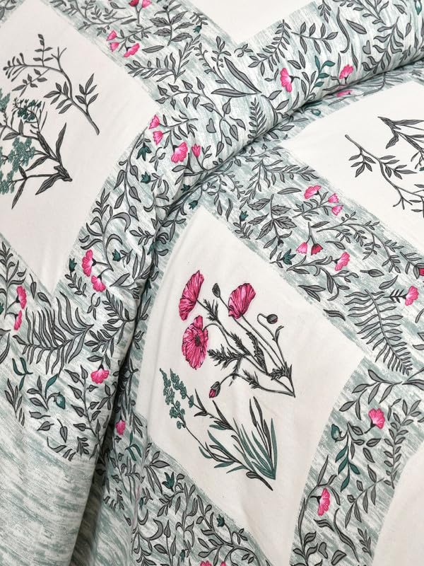 Image of Jaipur Fabric Double Bed Sheet with 2 Pillow Covers | Modern Printed Bedding Set for Bedroom