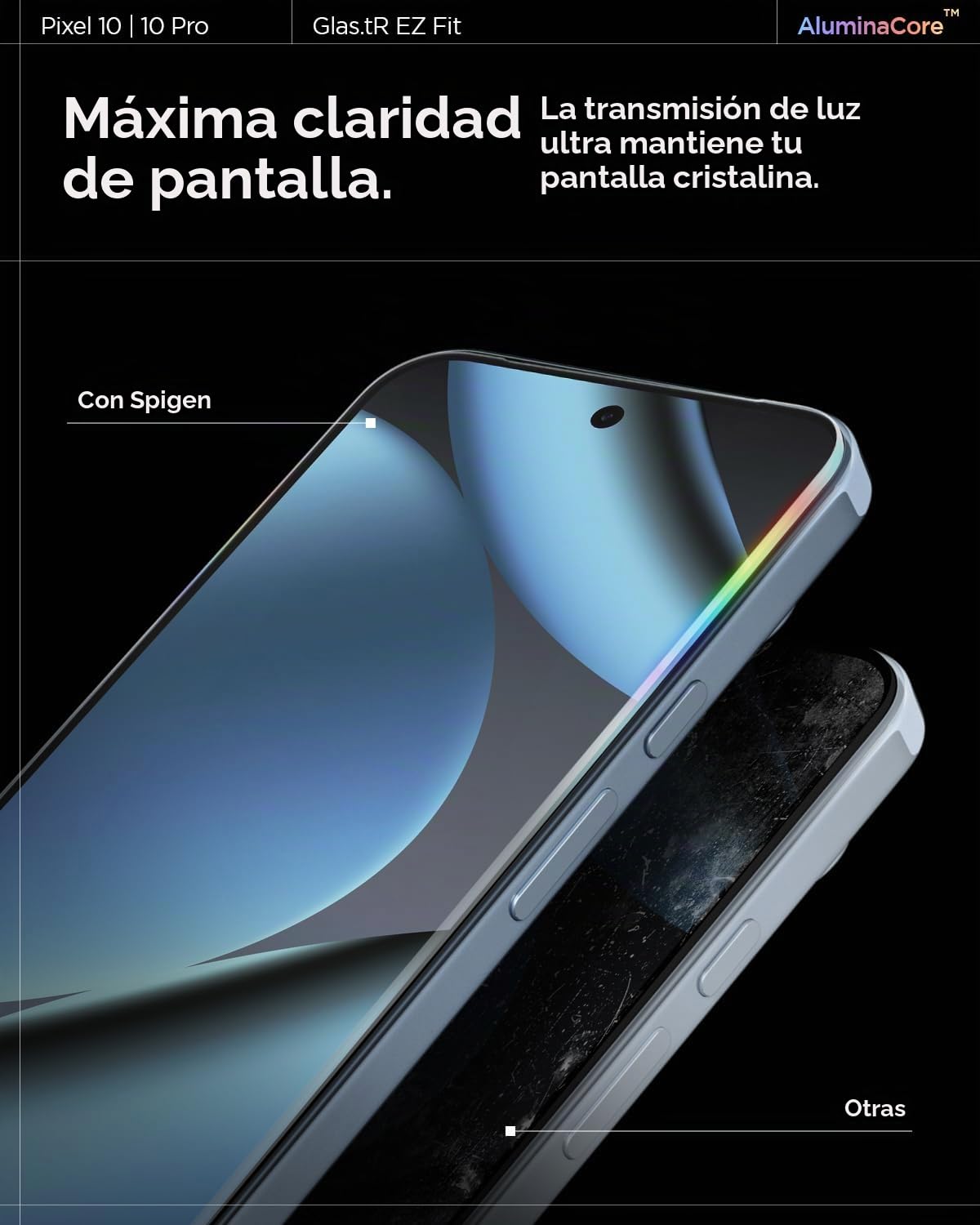 Spigen Glas.tR EZ Fit Protector Pantalla para Google Pixel 10, Pixel 10 Pro, Pixel 9, Pixel 9 Pro, 2 Unidades, Instalación Fácil, Alta Definicion, Dureza 9H, Anti-Arañazos